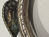 Ear Ornament (Tikhrazin), One of a Pair, Silver, green glass, coral